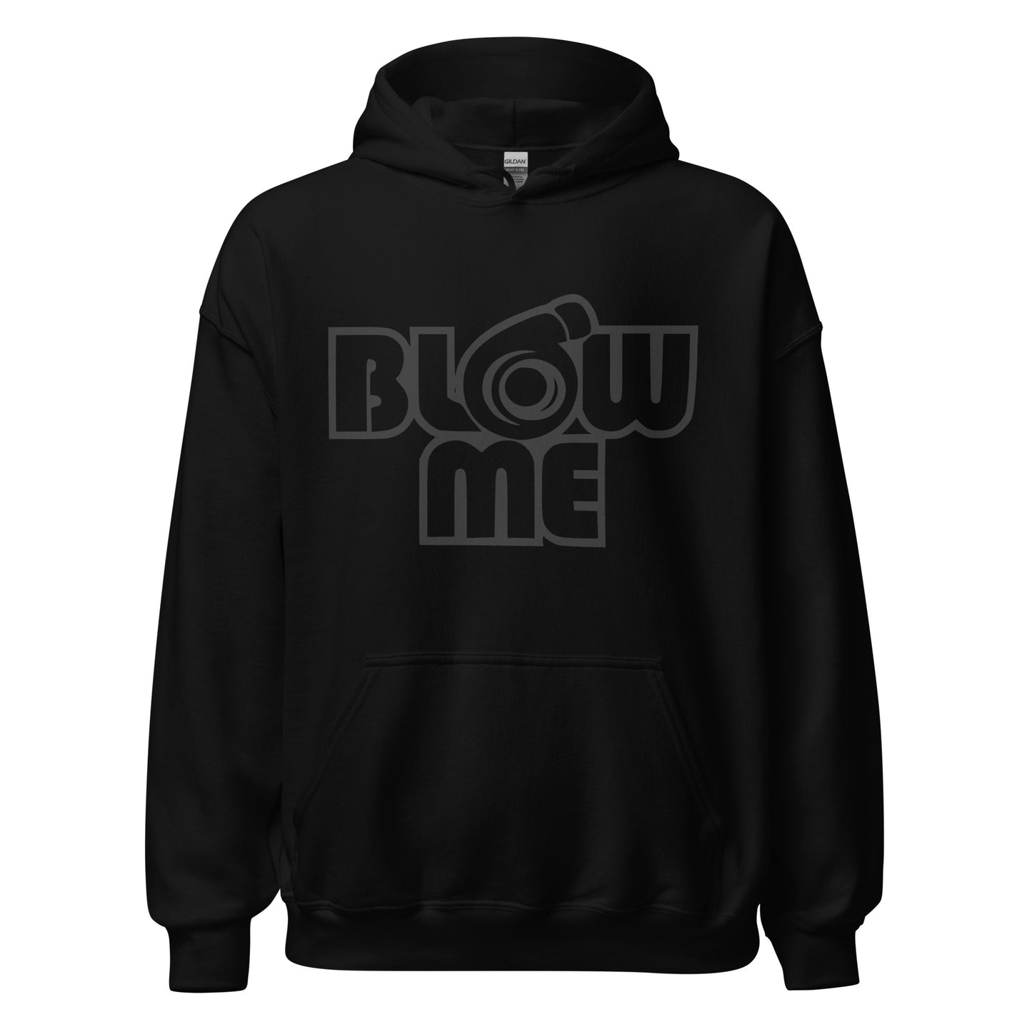 Black hoodie for men and women with the text Blow me, turbo compressor