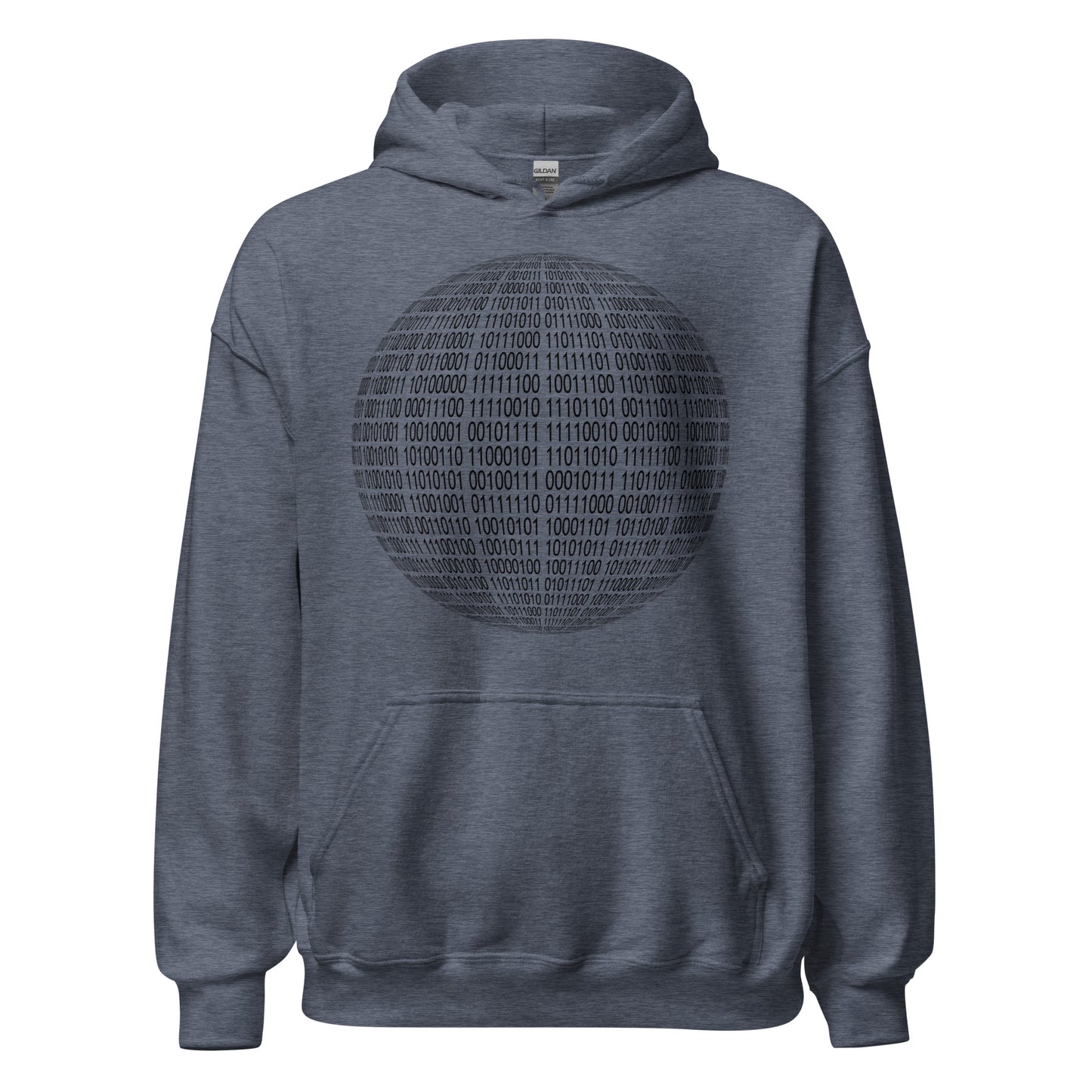Dark Navy hoodie for man en women with binaire sphere