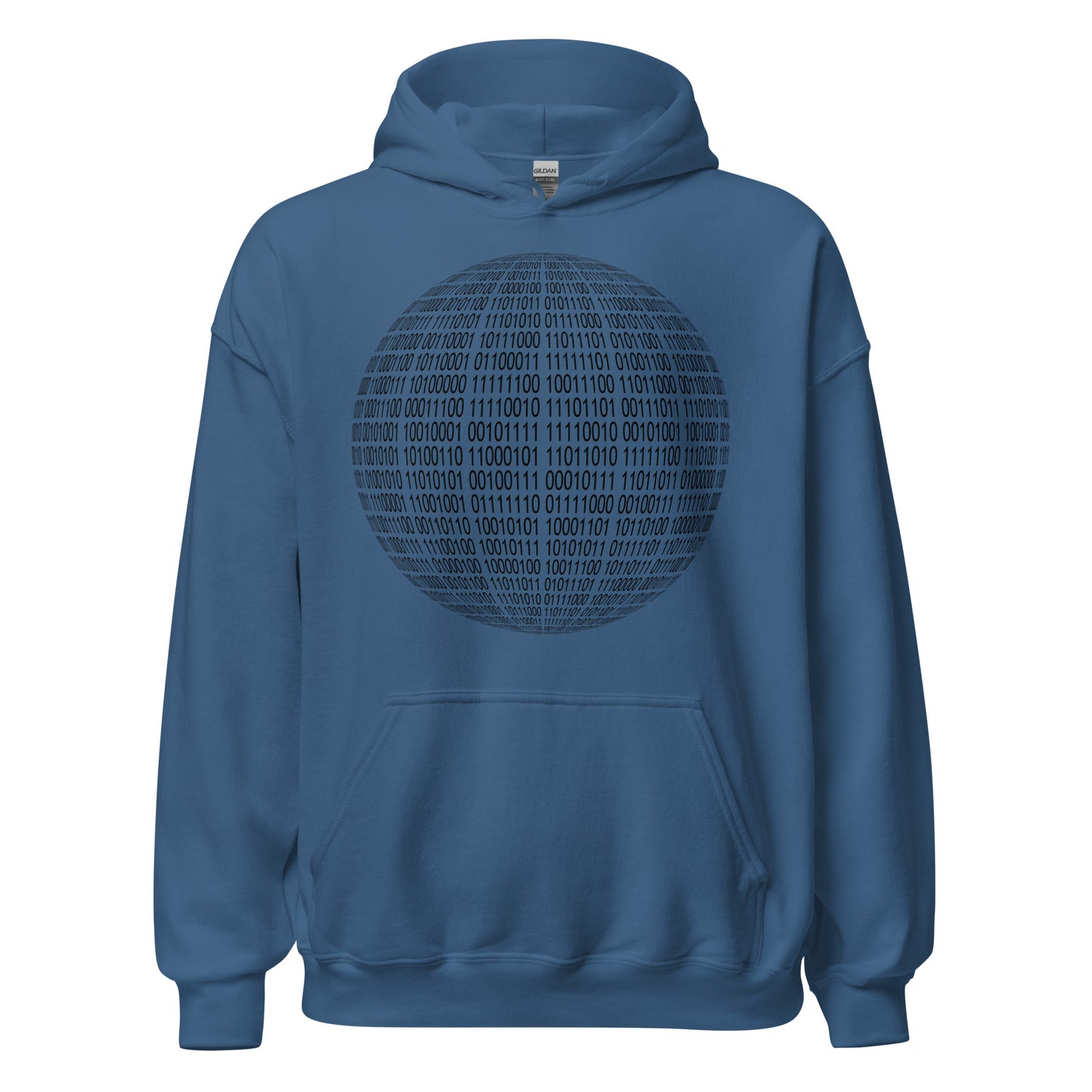 Indigo blue hoodie for man en women with binaire sphere