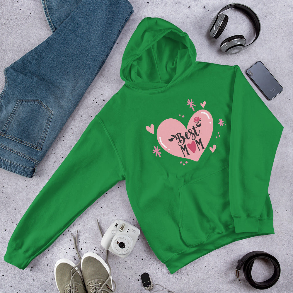 Irish green hoodie with hart and text best MOM