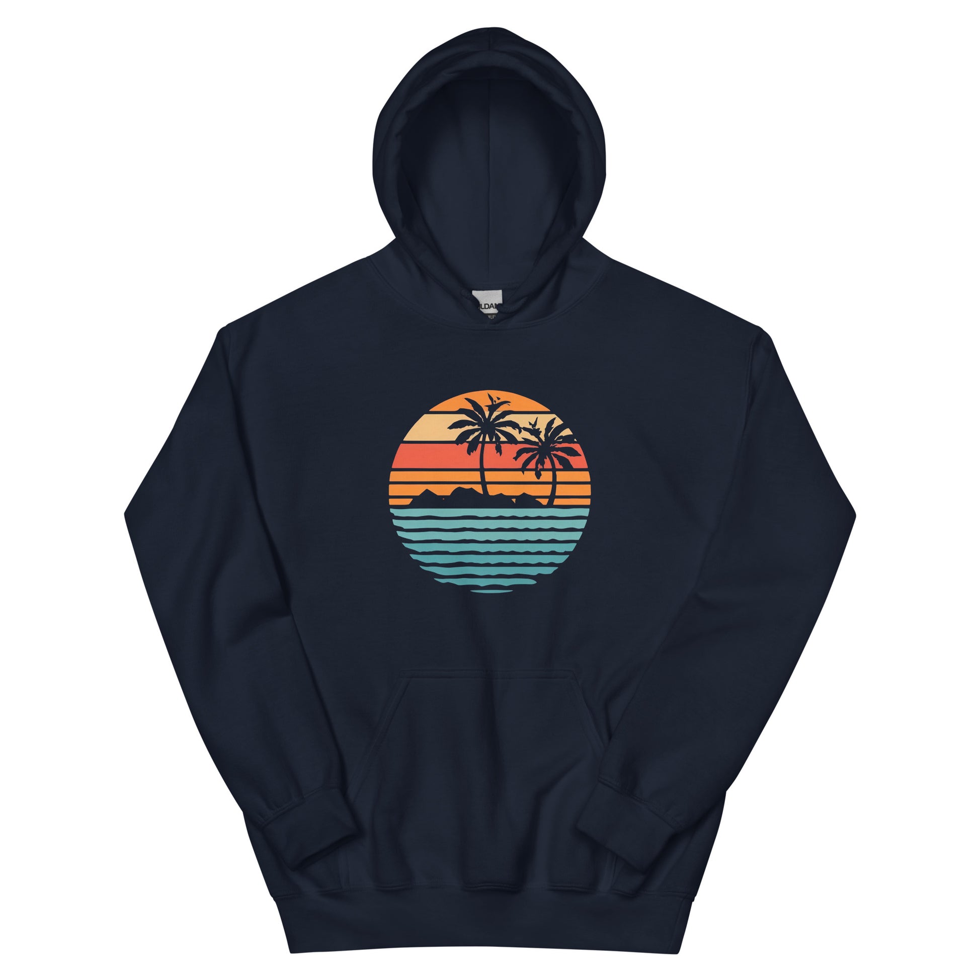 Navy Hoodie and a print of retro island
