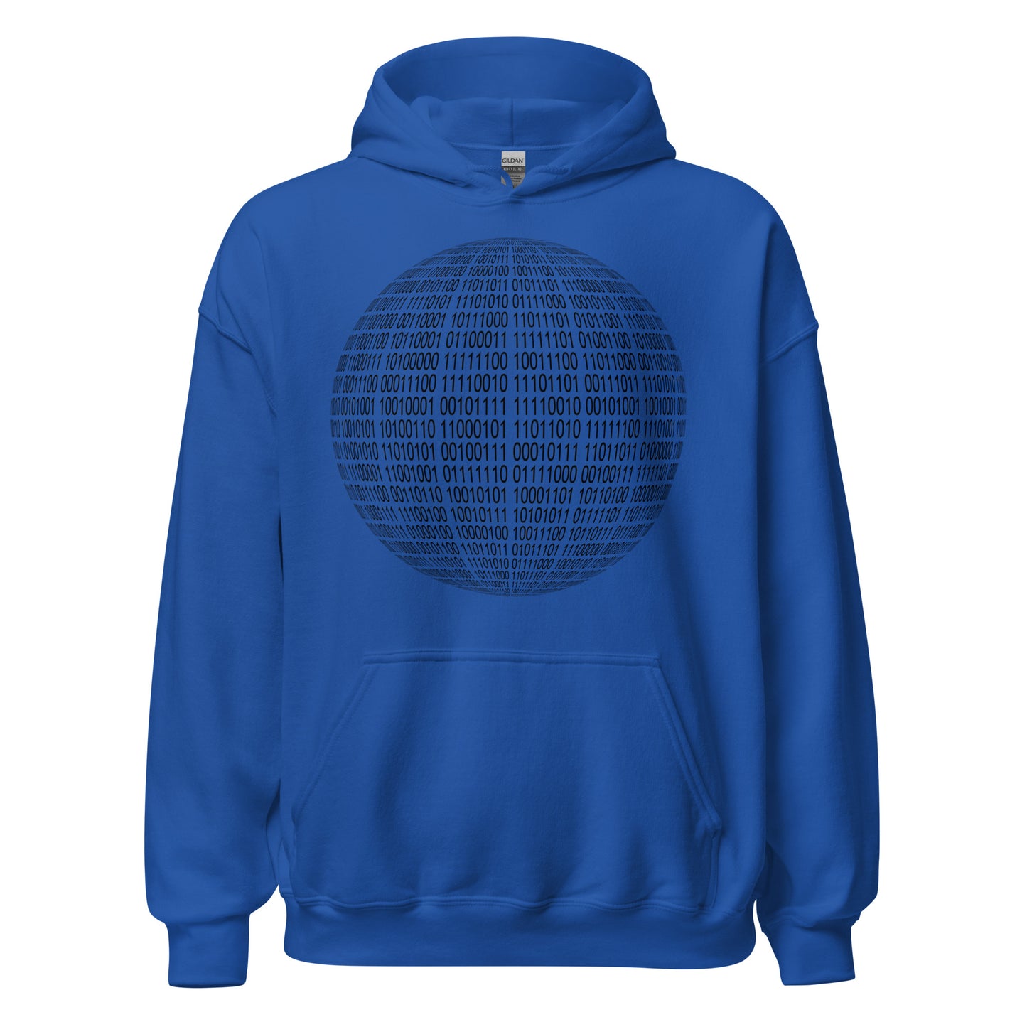 Royal blue hoodie for man en women with binaire sphere