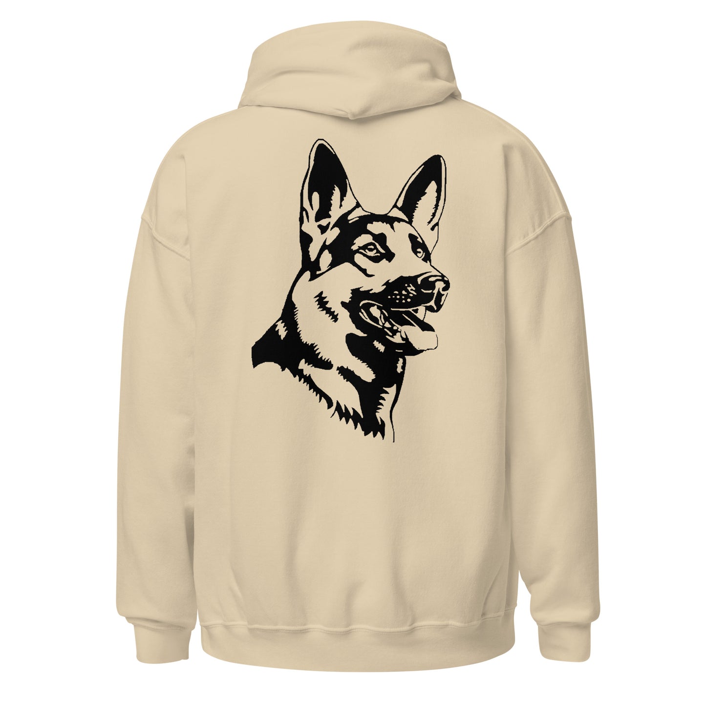 sand hoodie with German shepherd