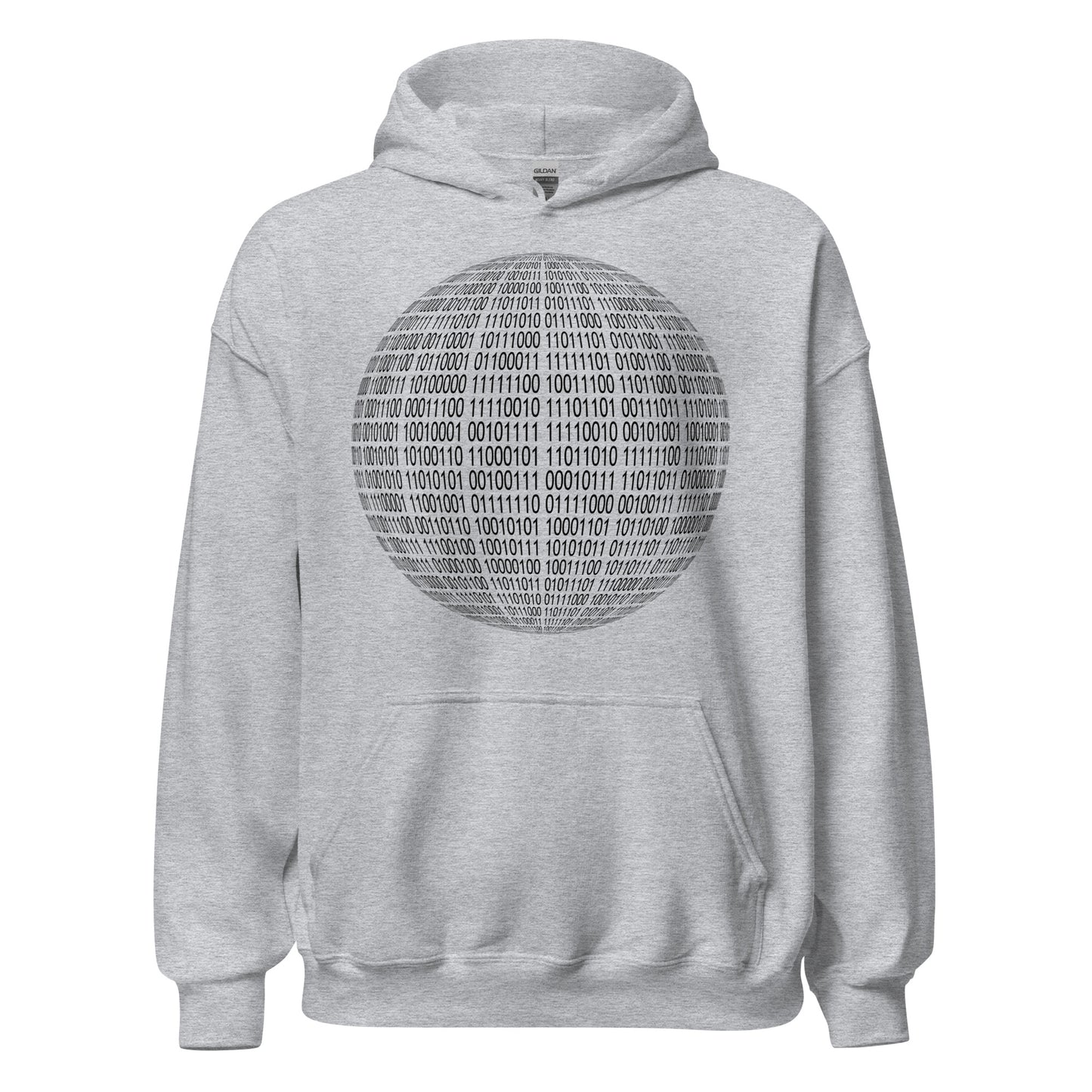 Sport grey hoodie for man en women with binaire sphere