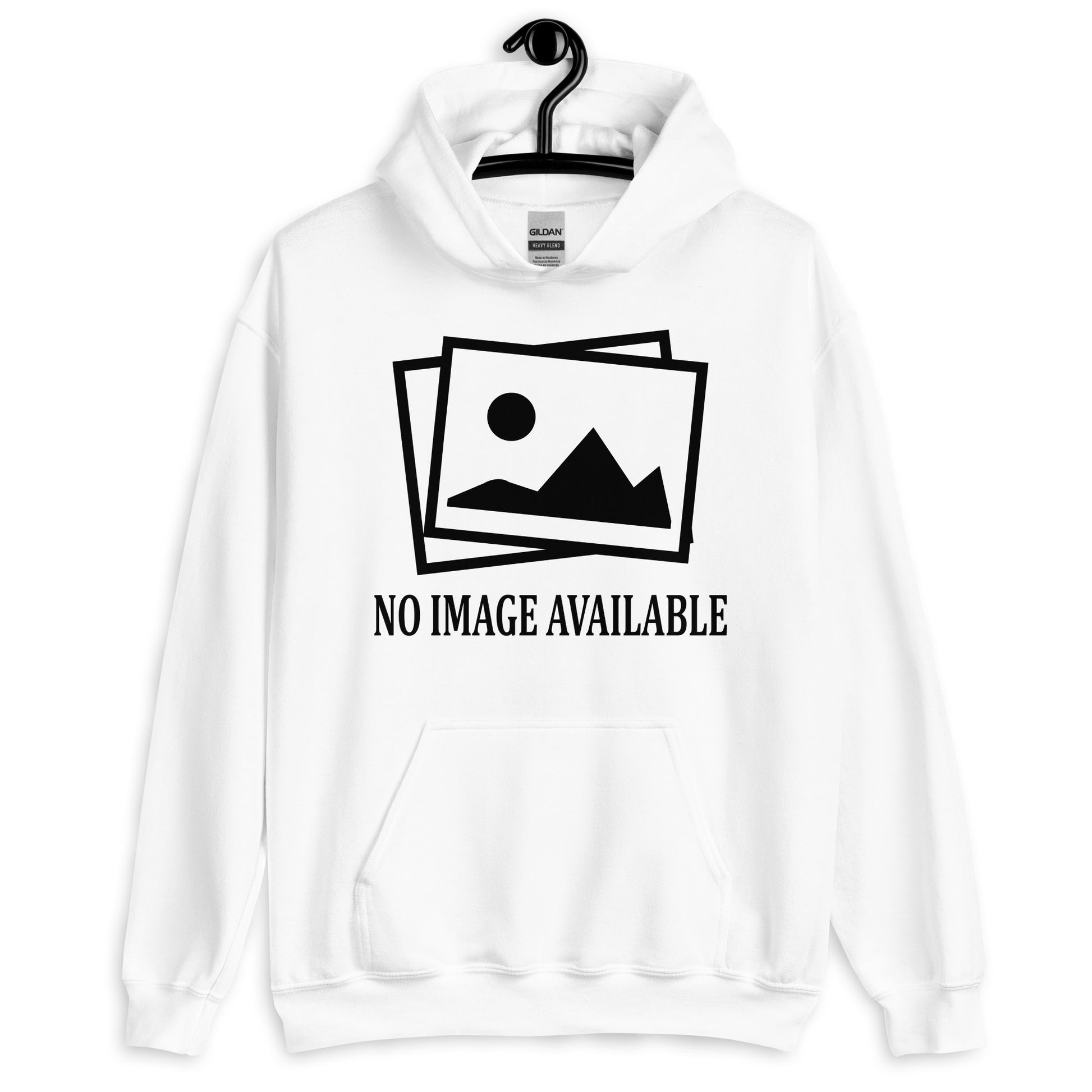 white hoodie with image and text "no image available"