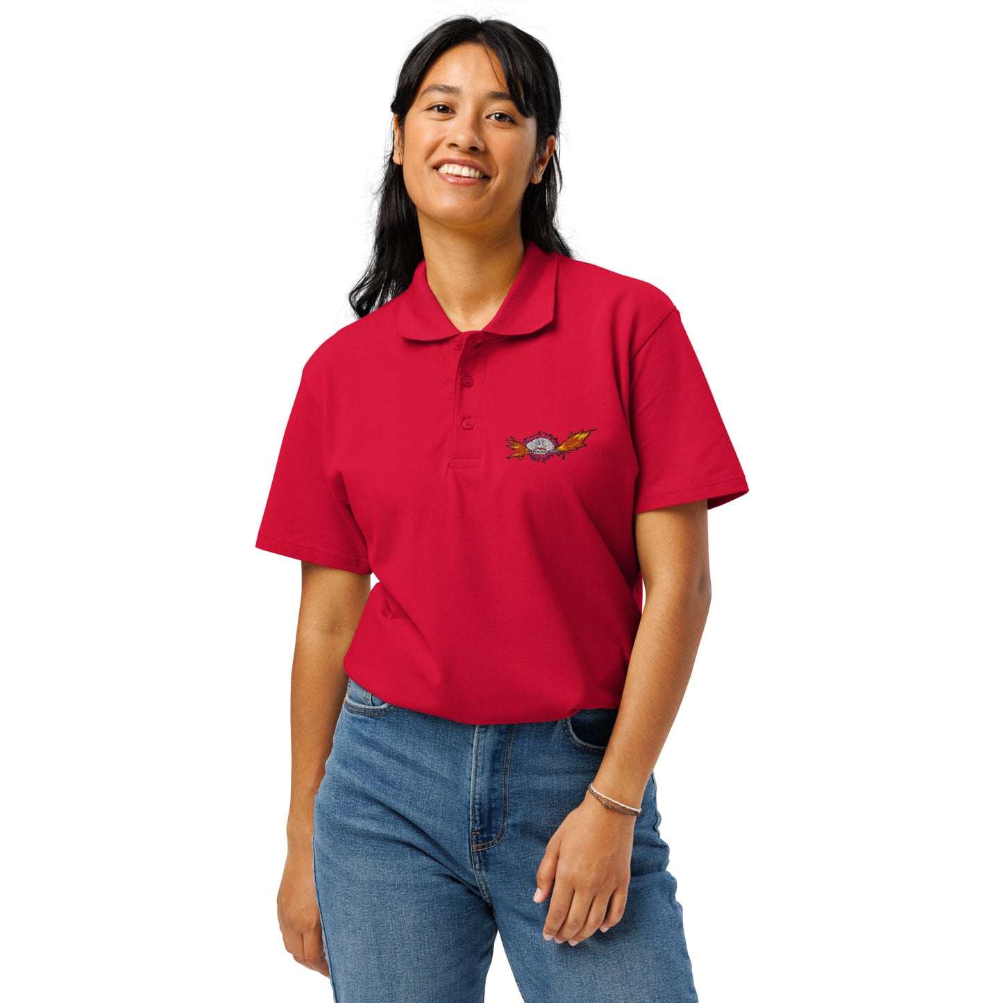 Women with Red polo with mad max logo