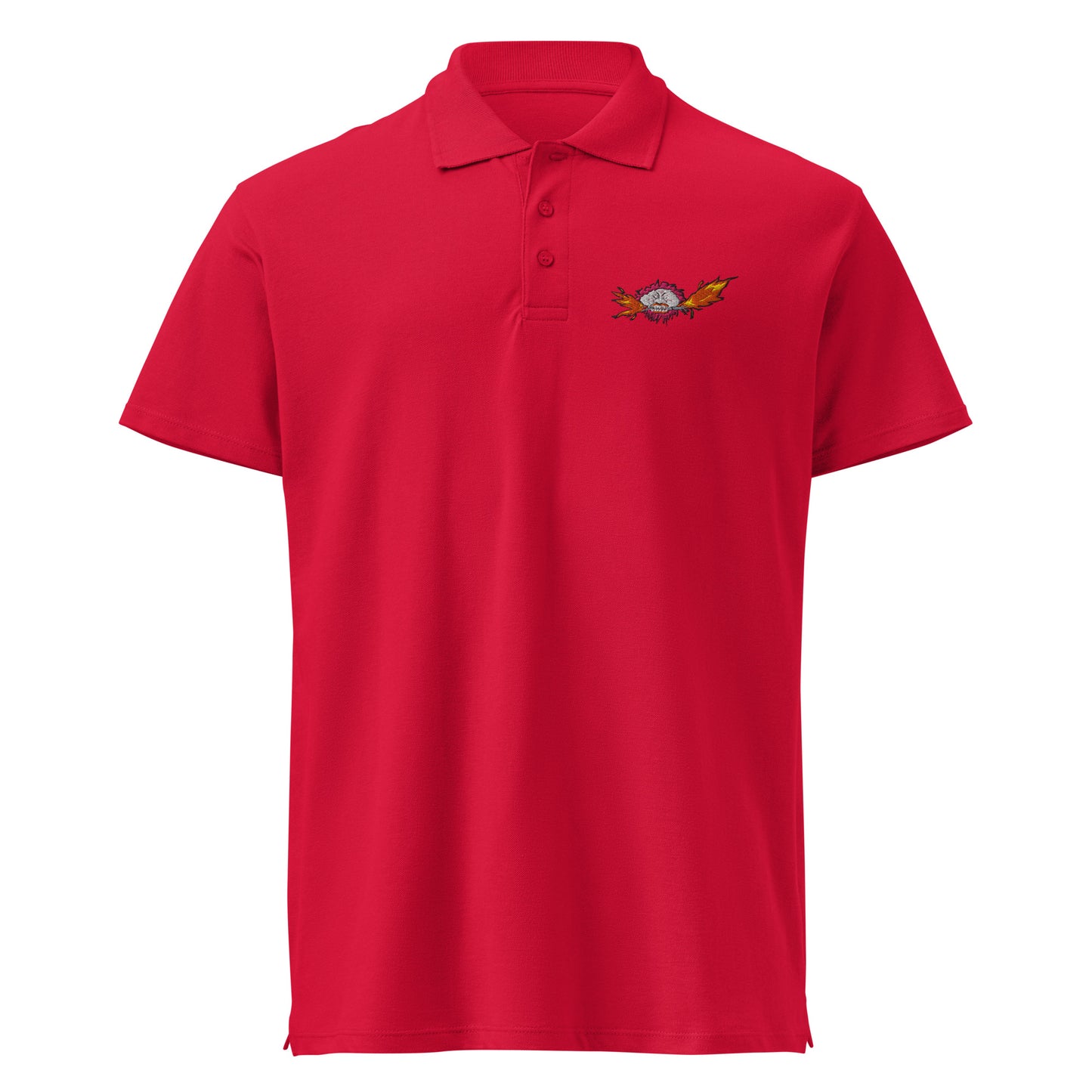 Red polo with mad max logo