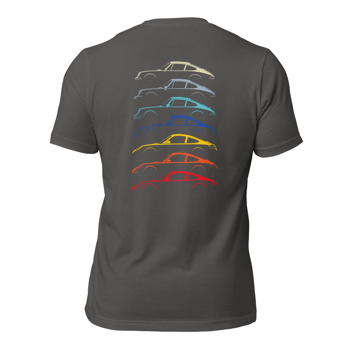 Asphalt T-shirt with car silouttes on the back