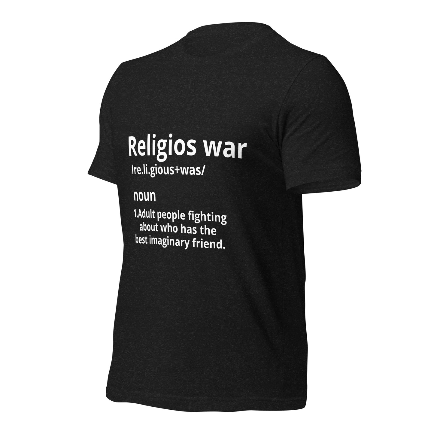 Black T-shirt with on front "Religios War"