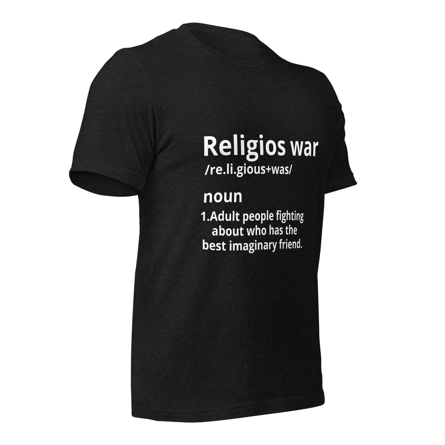 Black T-shirt with on front "Religios War"