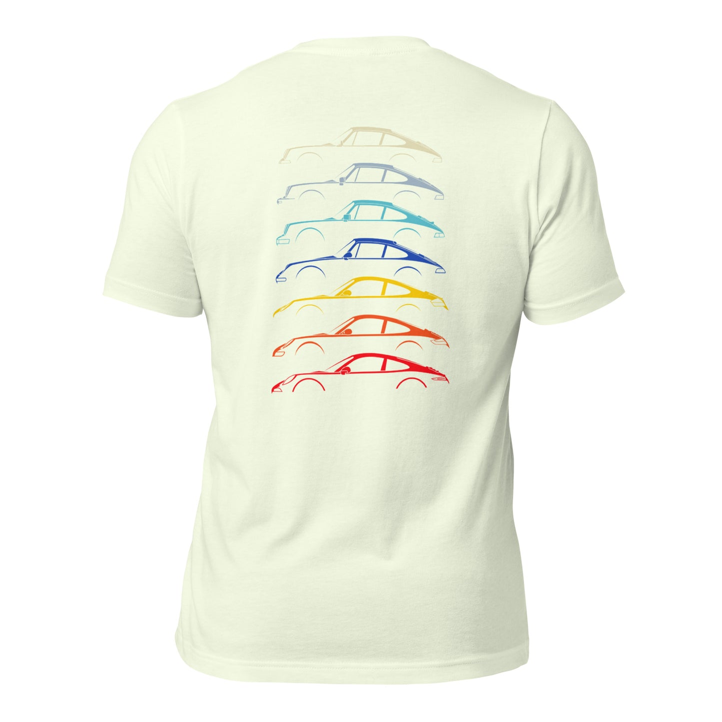 Citron T-shirt with car silouttes on the back