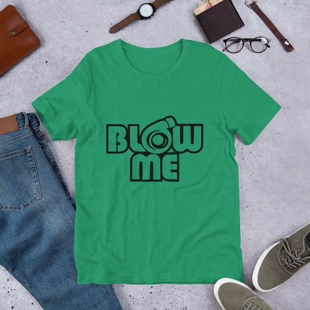 Kelly green T-shirt for men and women with the text Blow me, turbo compressor