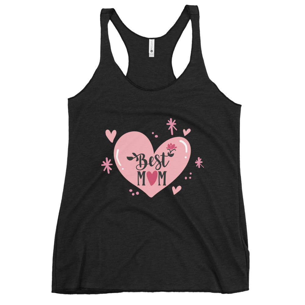 black tank top with hart and text best MOM