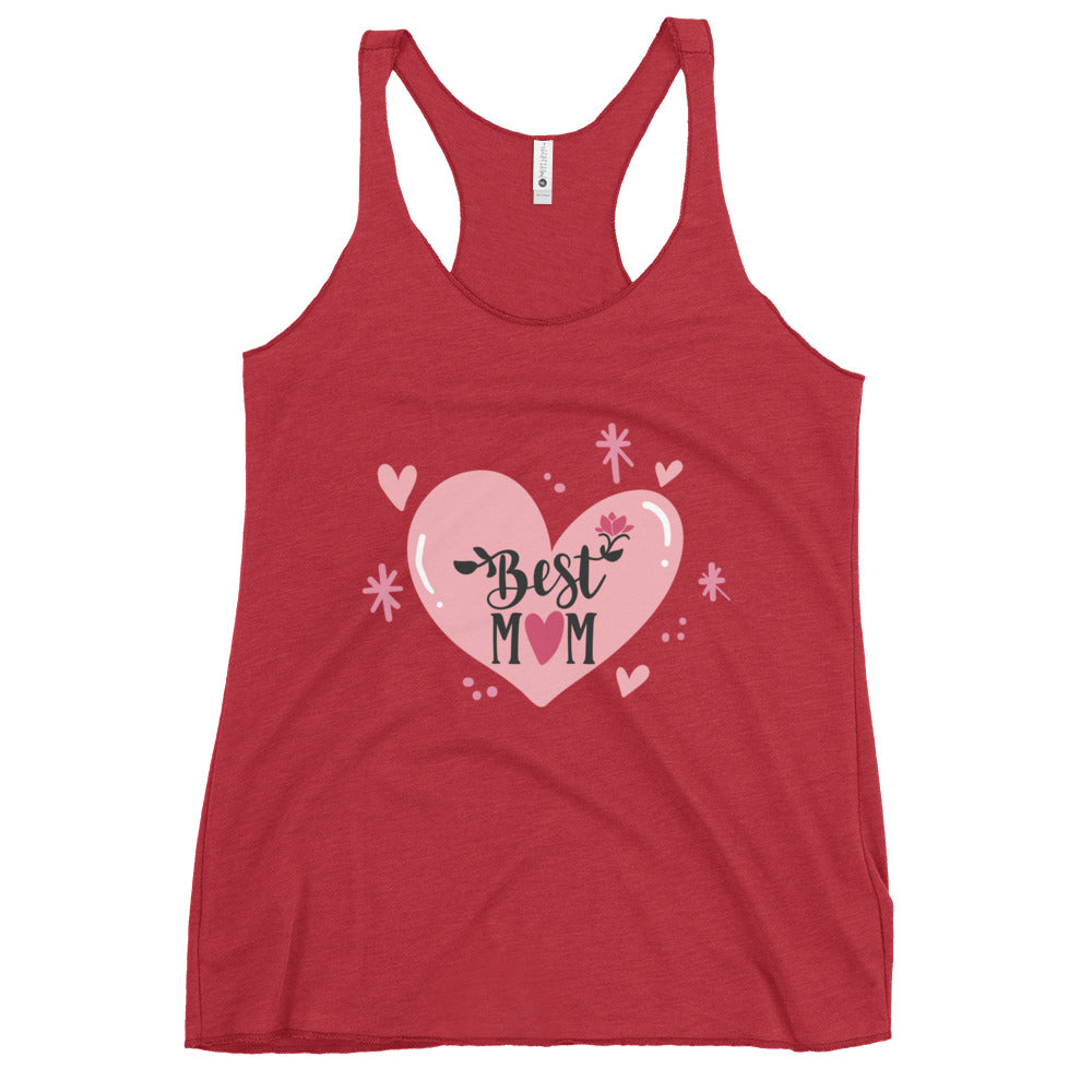 red tank top with hart and text best MOM