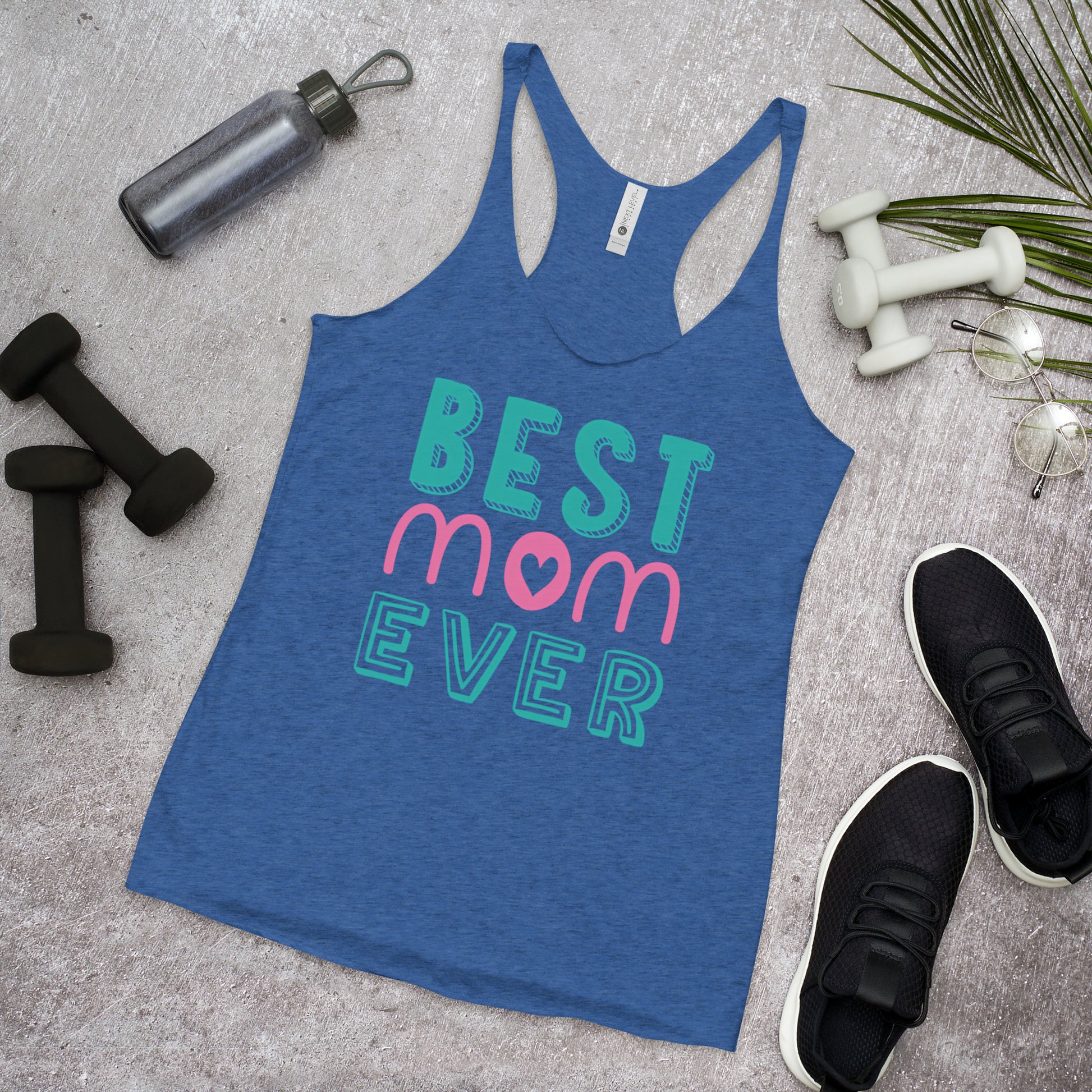Royal blue tank top with text best MOM Ever