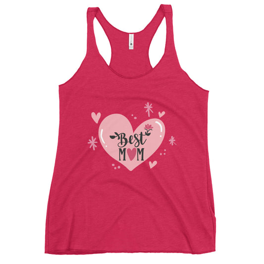 pink tank top with hart and text best MOM