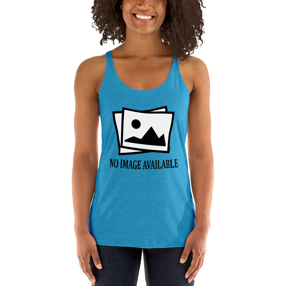 Women with turquoise tank top with image and text "no image available"