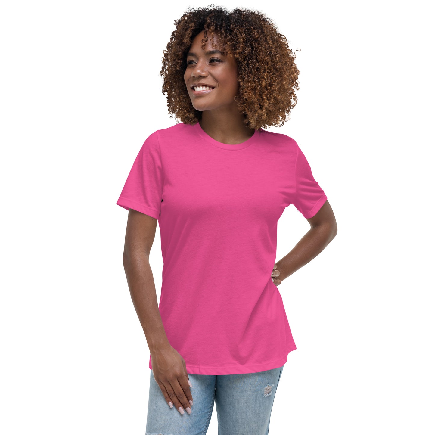Women with a berry T-shirt without print on the front
