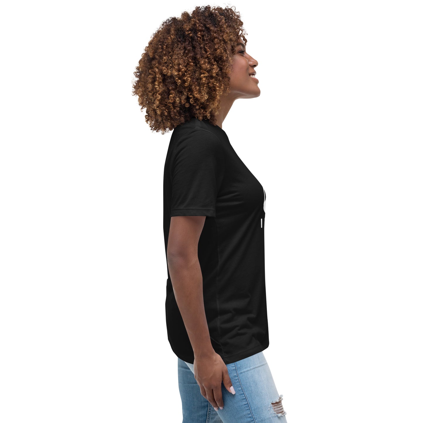 Woman with black t-shirt with picture of "F1" key and text "I need help"