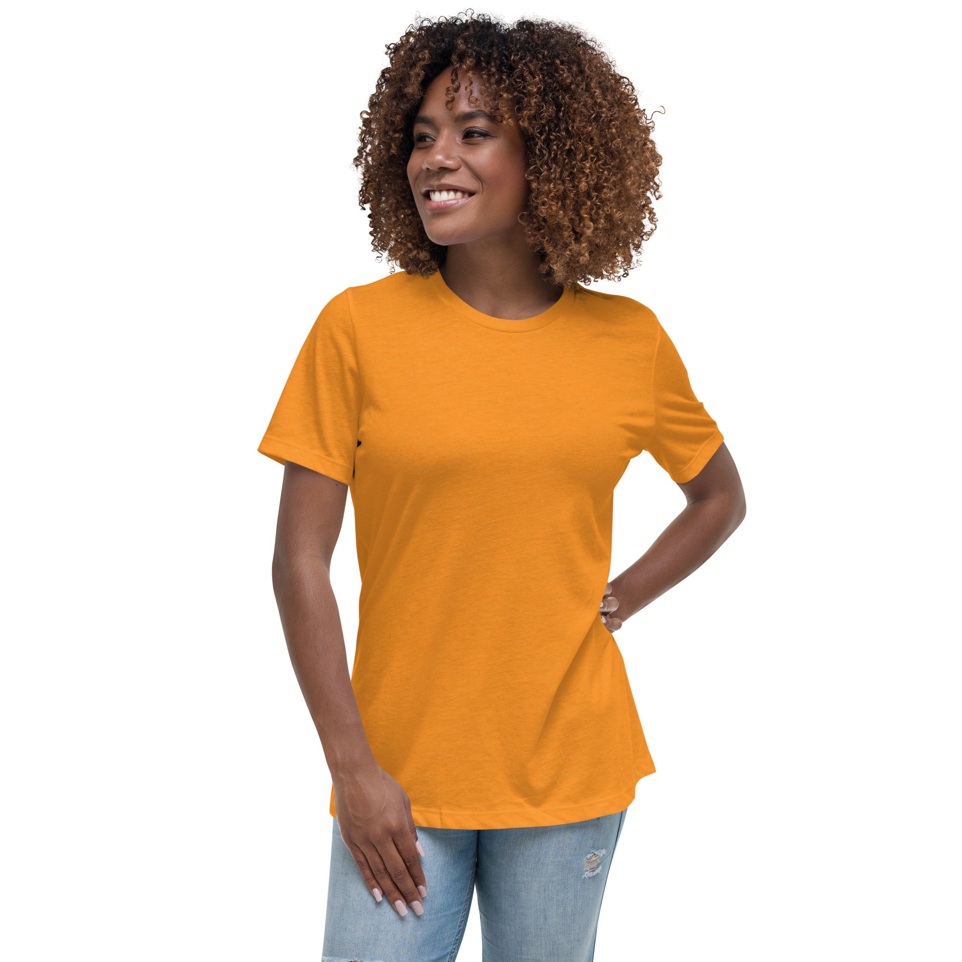 Women with a marmalade T-shirt without print on the front