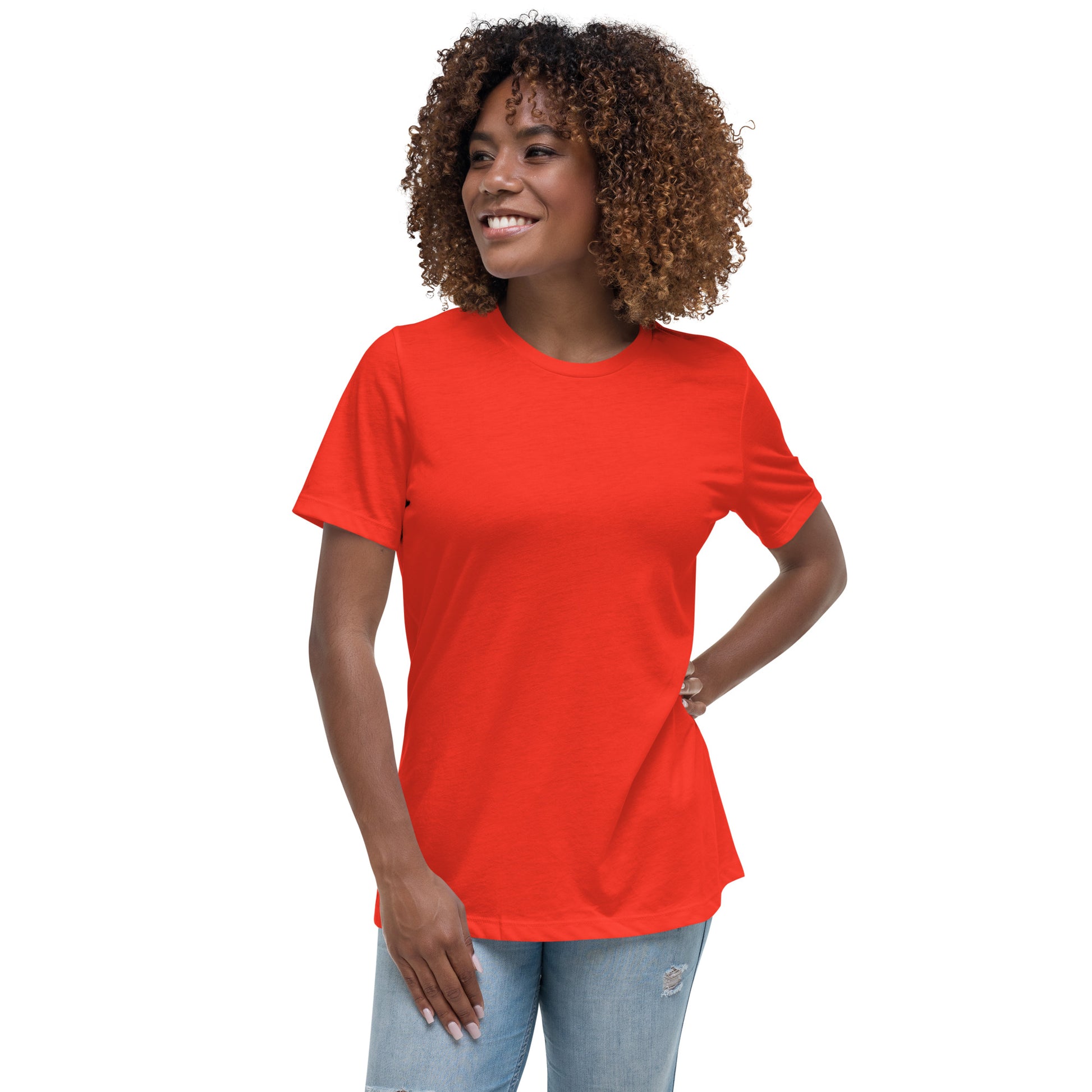 Women with a poppy T-shirt without print on the front