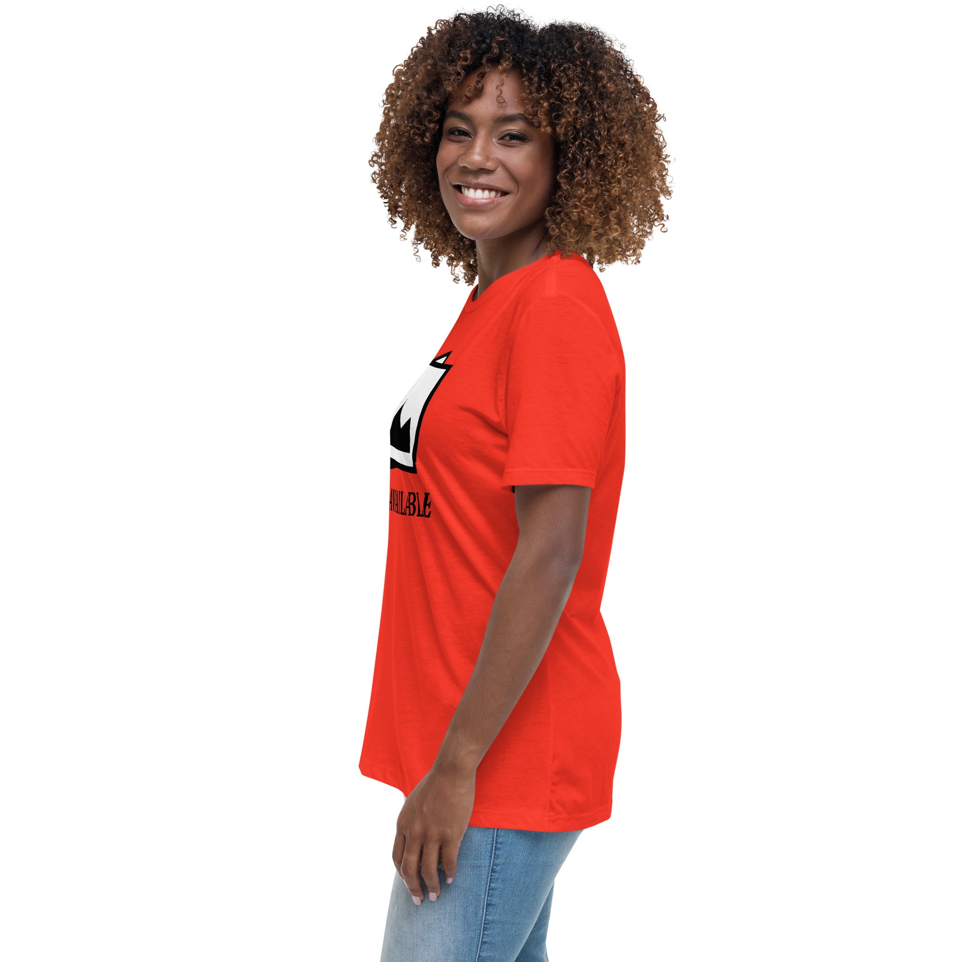 Women with poppy t-shirt with image and text "no image available"