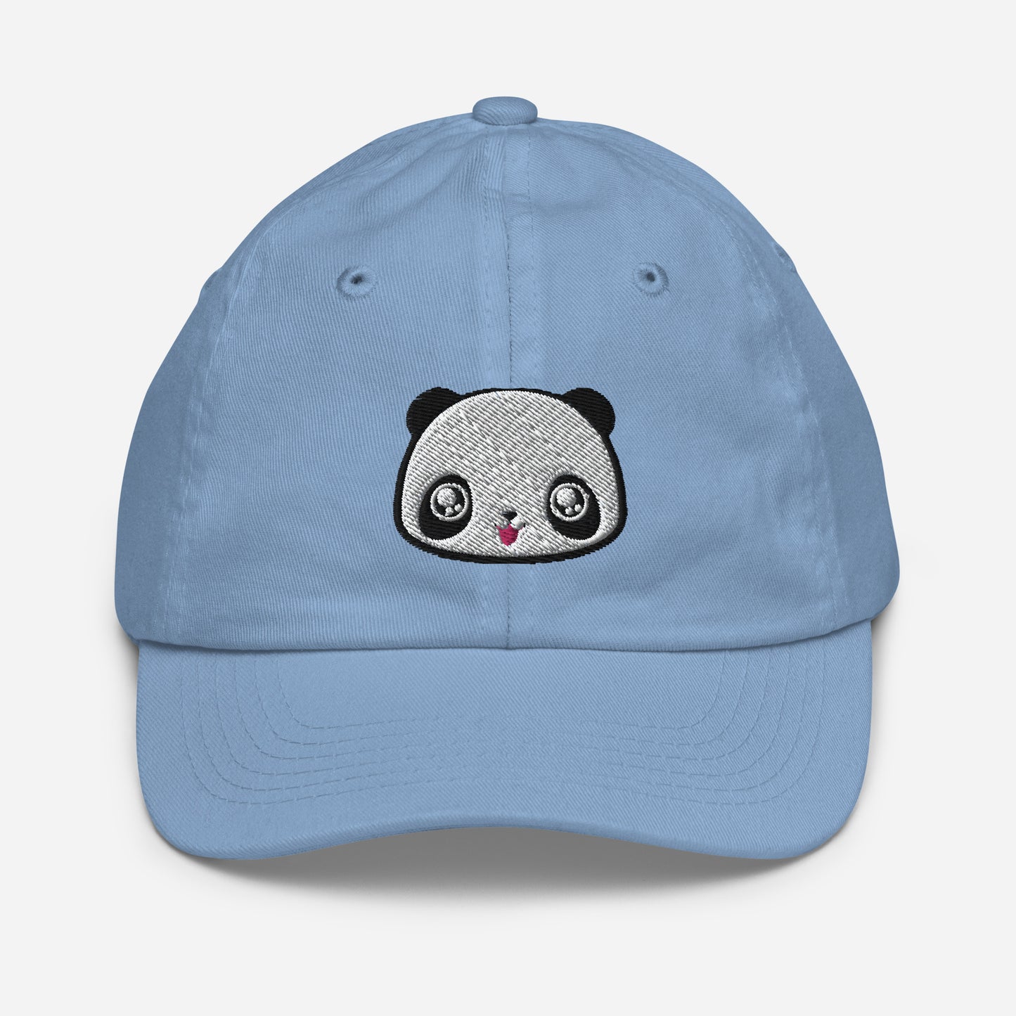 Baby blue baseball cap with print of panda head