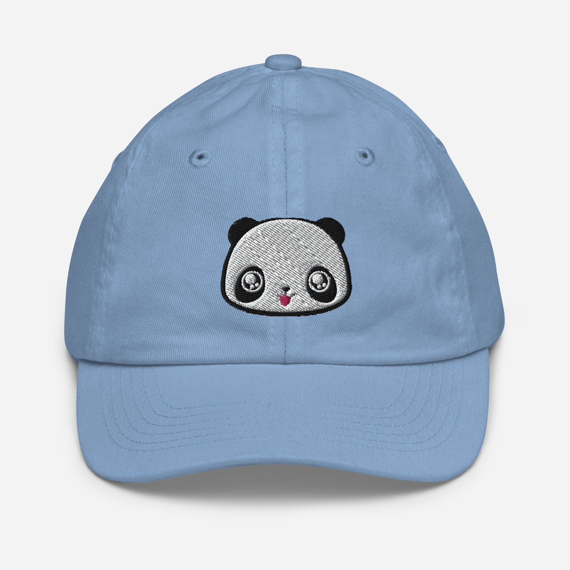 Baby blue baseball cap with print of panda head