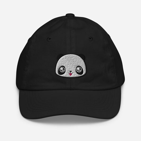 Black baseball cap with print of panda head