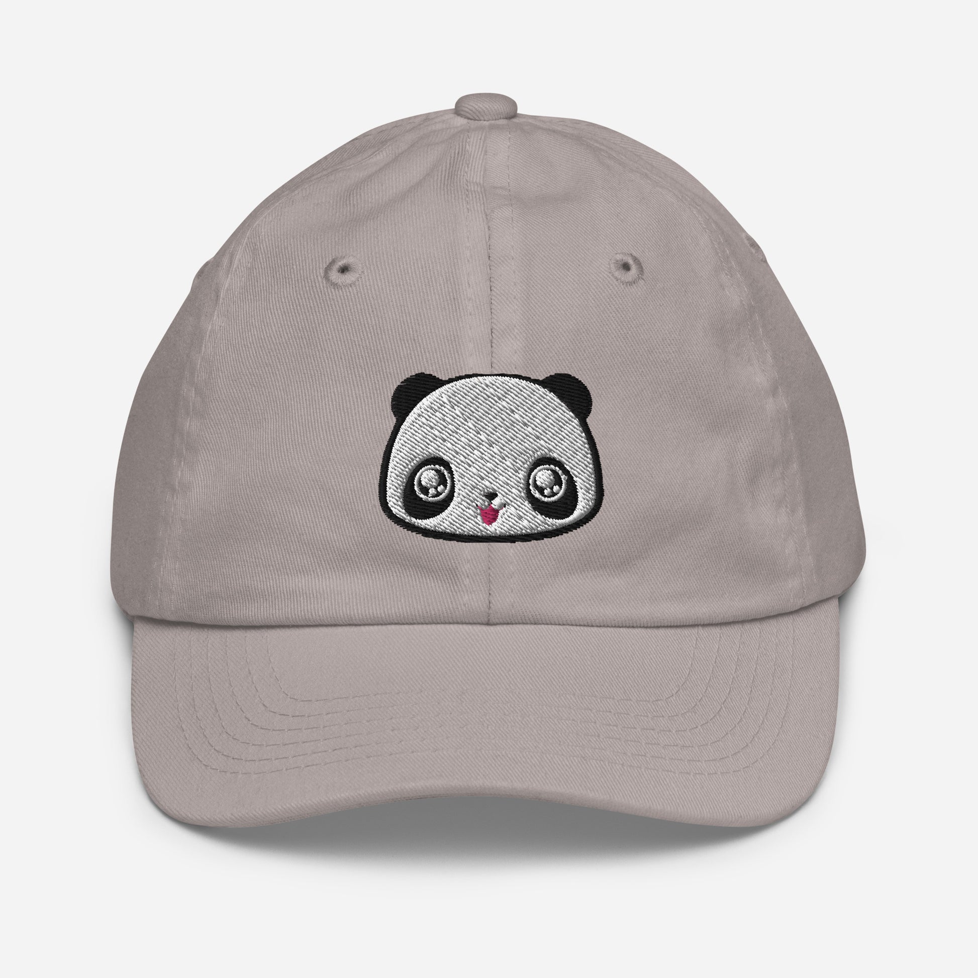 Grey baseball cap with print of panda head