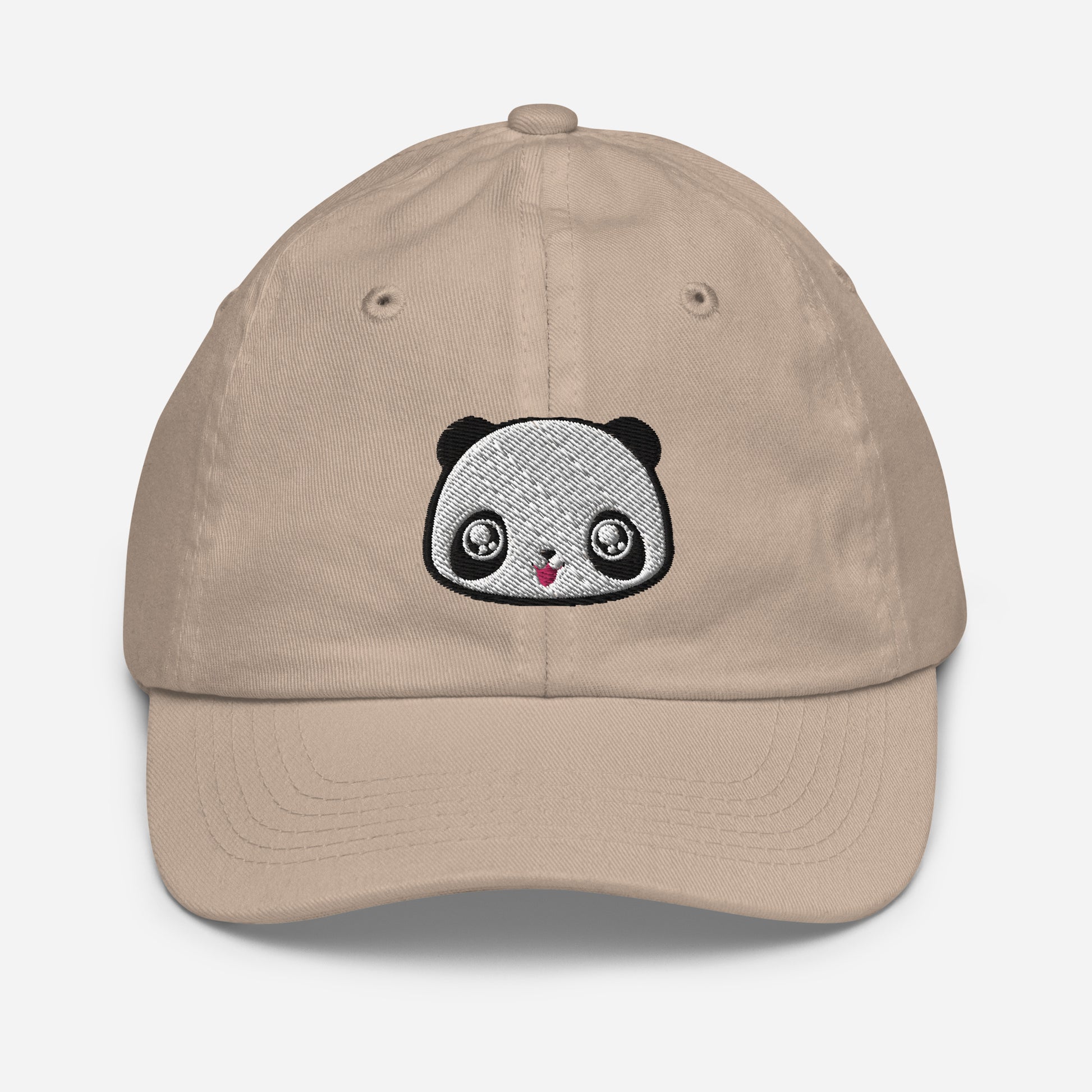 Khaki baseball cap with print of panda head