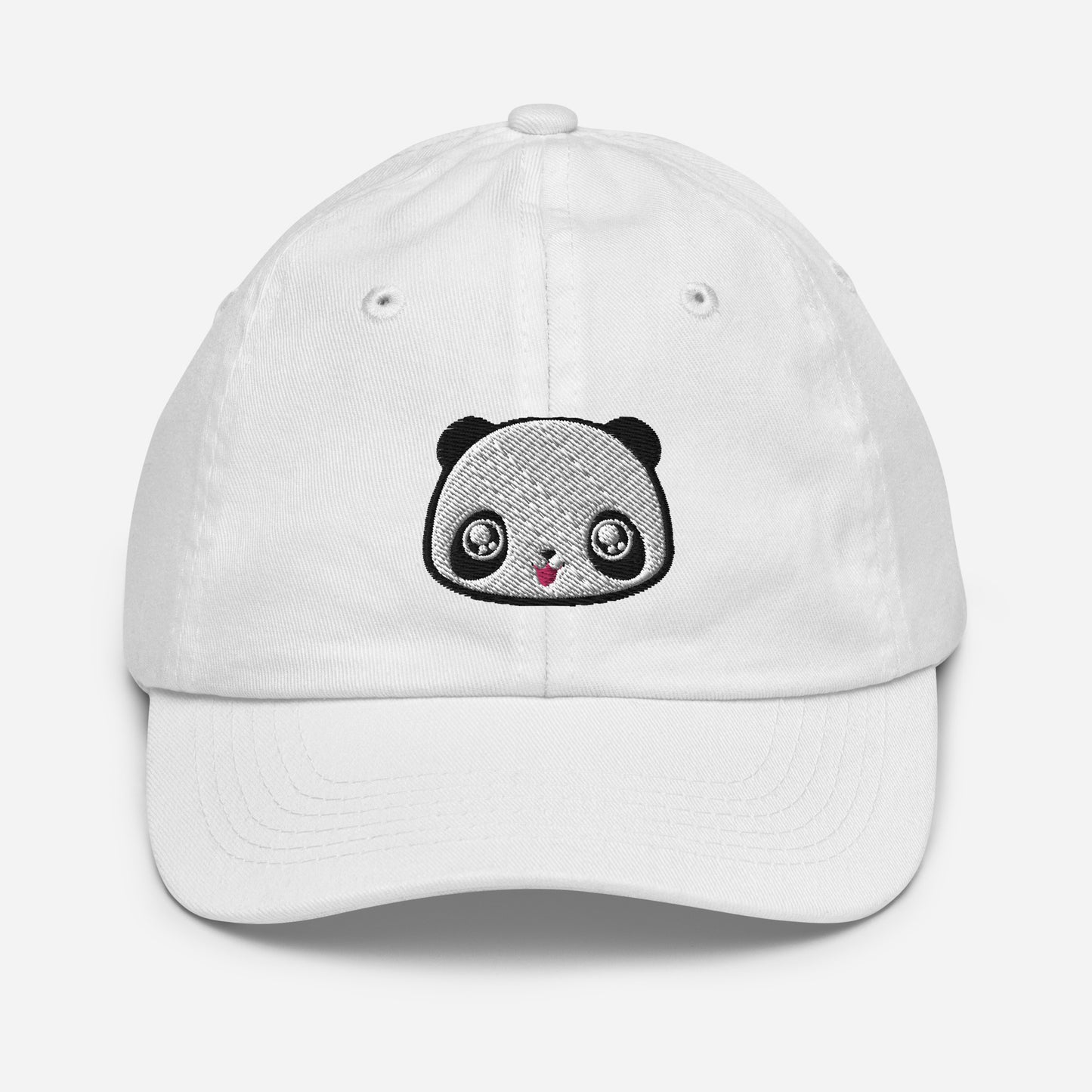 White baseball cap with print of panda head