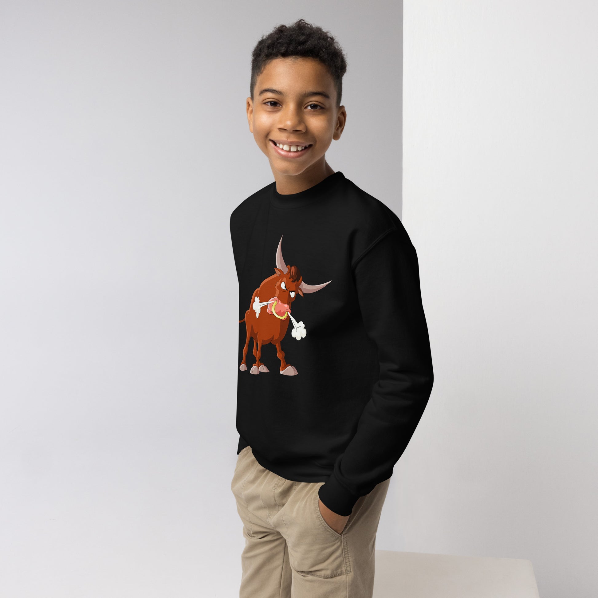 black kids sweatshirt with bull