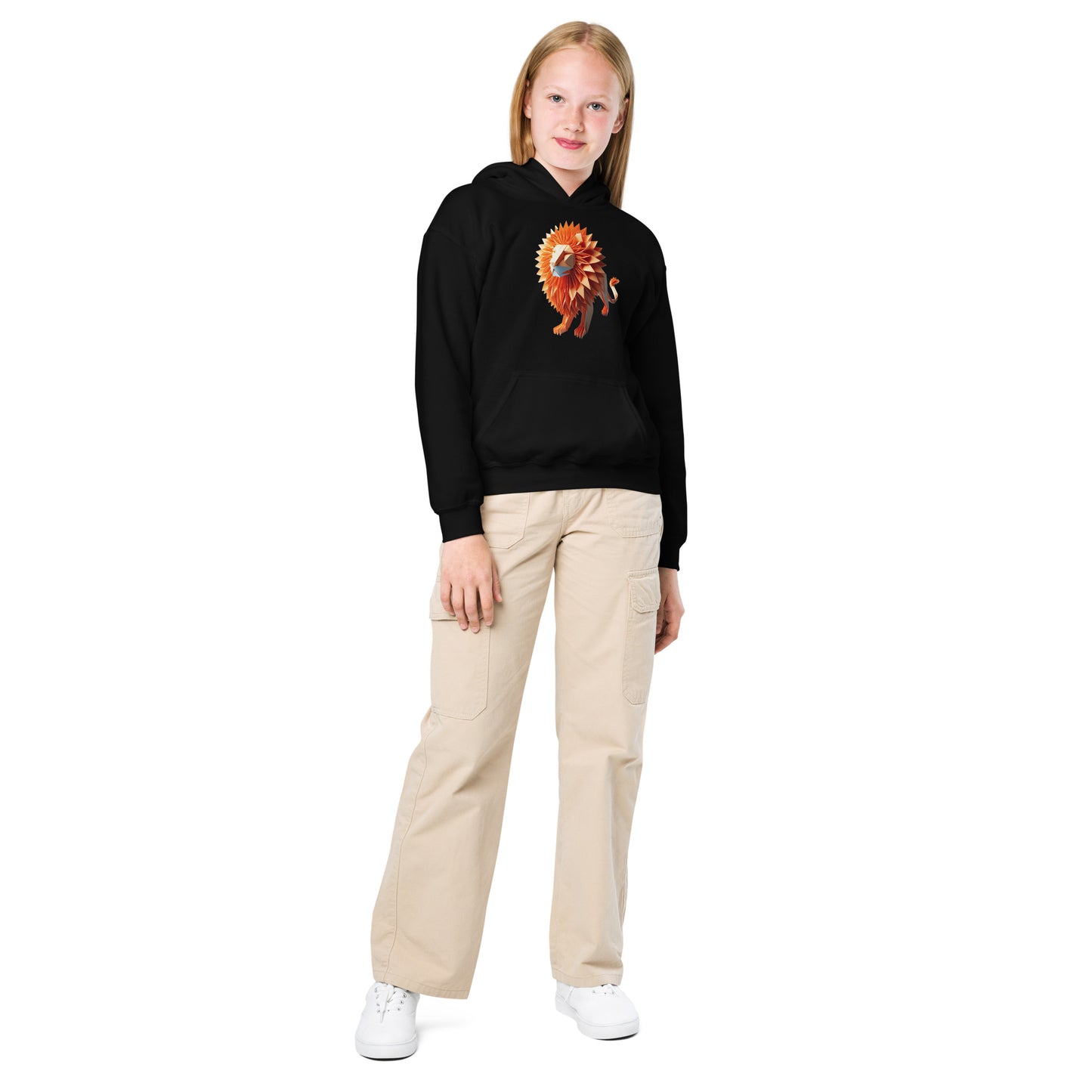 Kids with black Hoodie with print of a lion