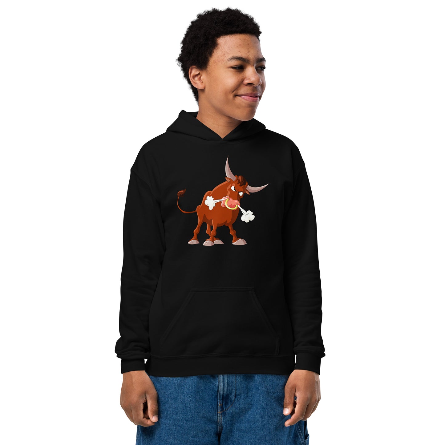 Black kids hoodie with bull