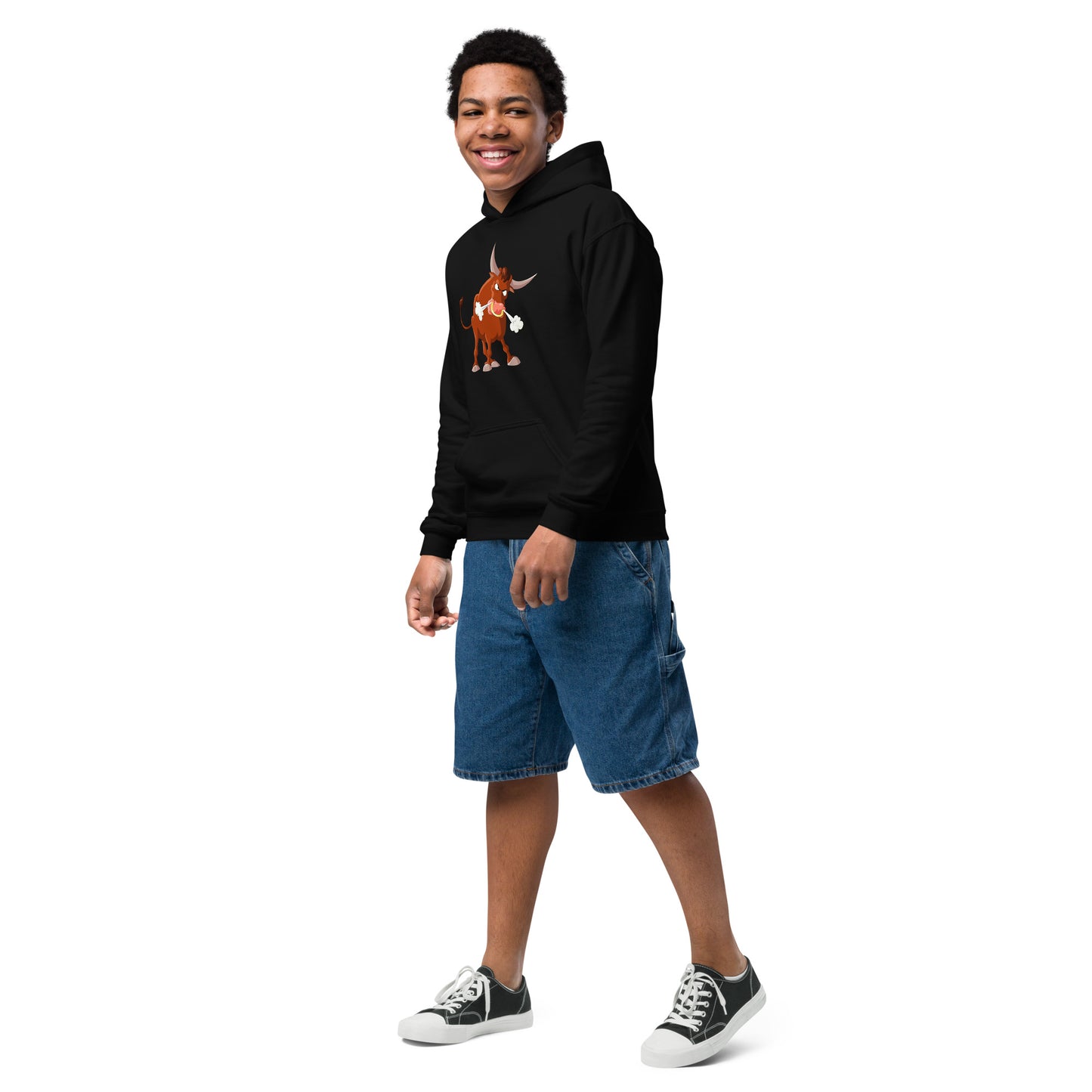 Black kids hoodie with bull
