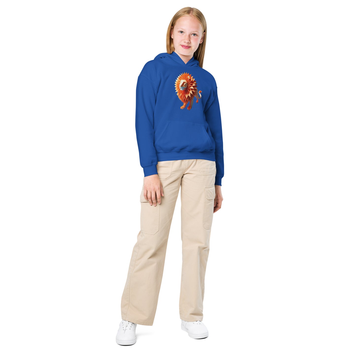 Kids with royal blue Hoodie with print of a lion
