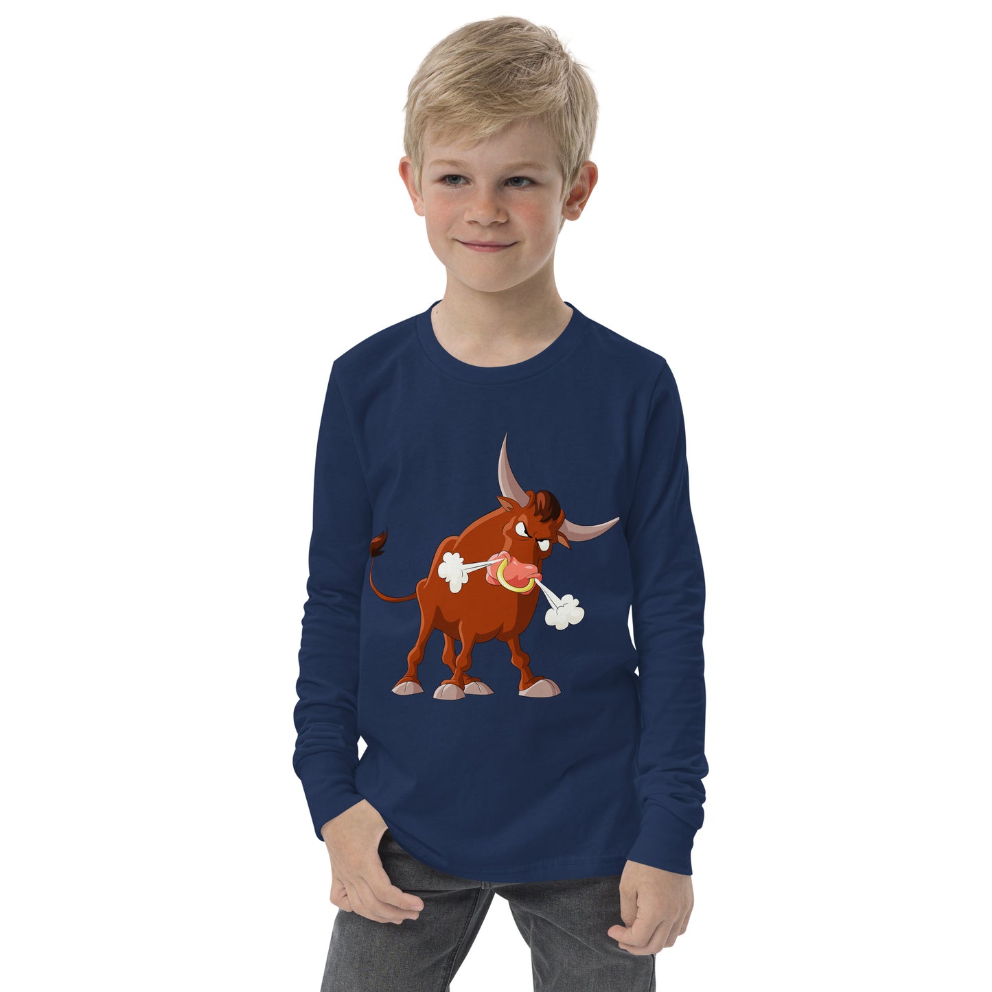 navy kids long sleeve with bull