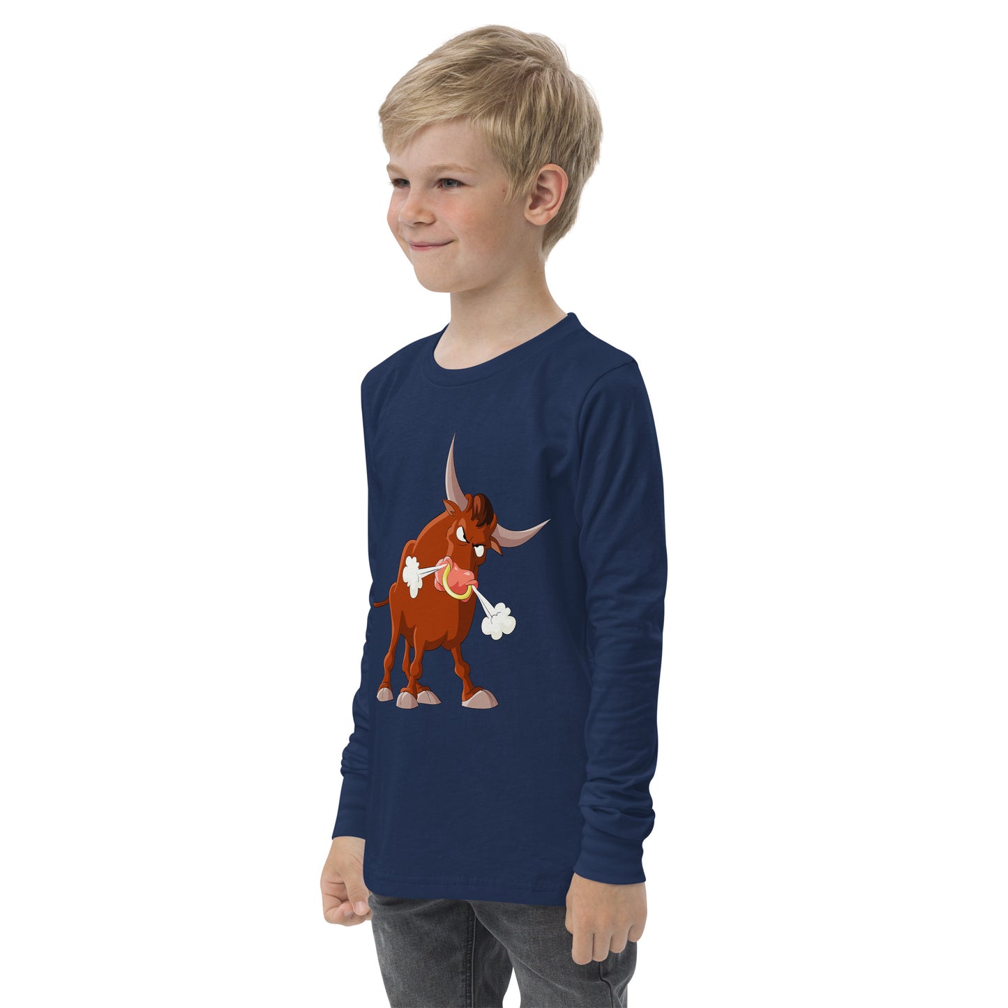 navy kids long sleeve with bull