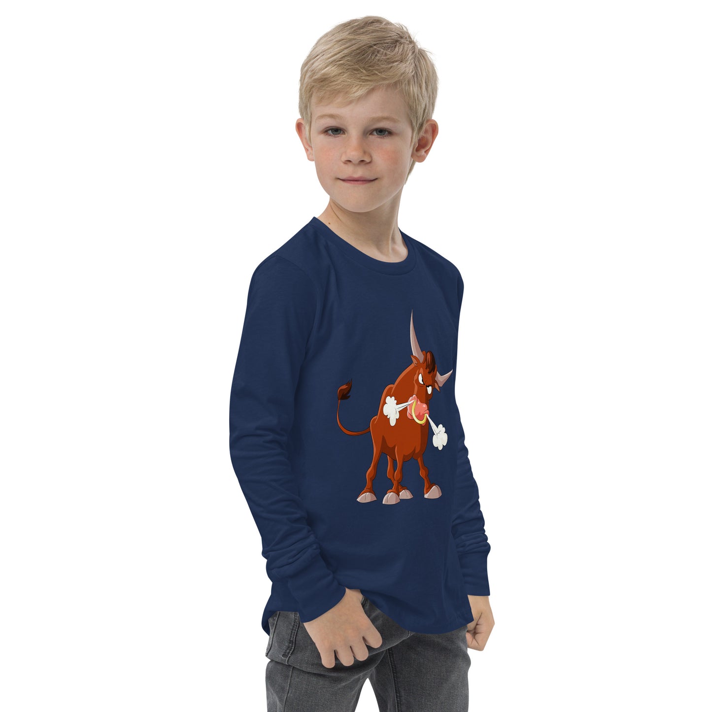 navy kids long sleeve with bull
