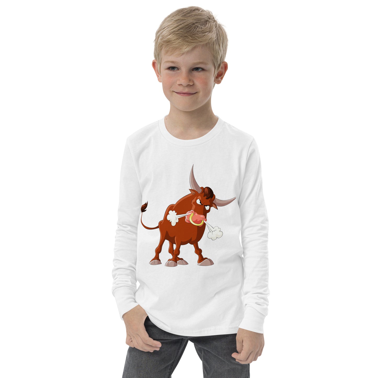 white kids long sleeve with bull