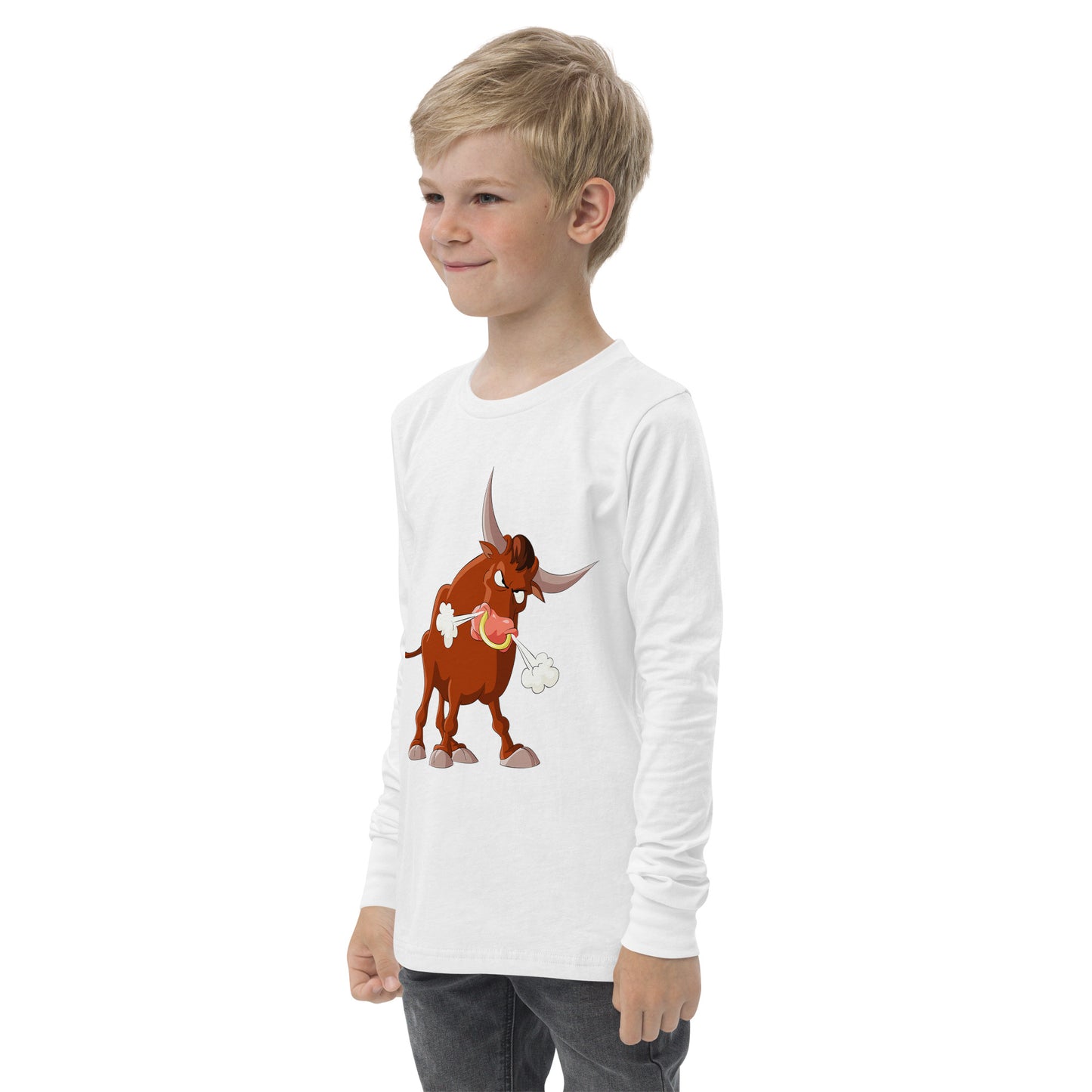 white kids long sleeve with bull