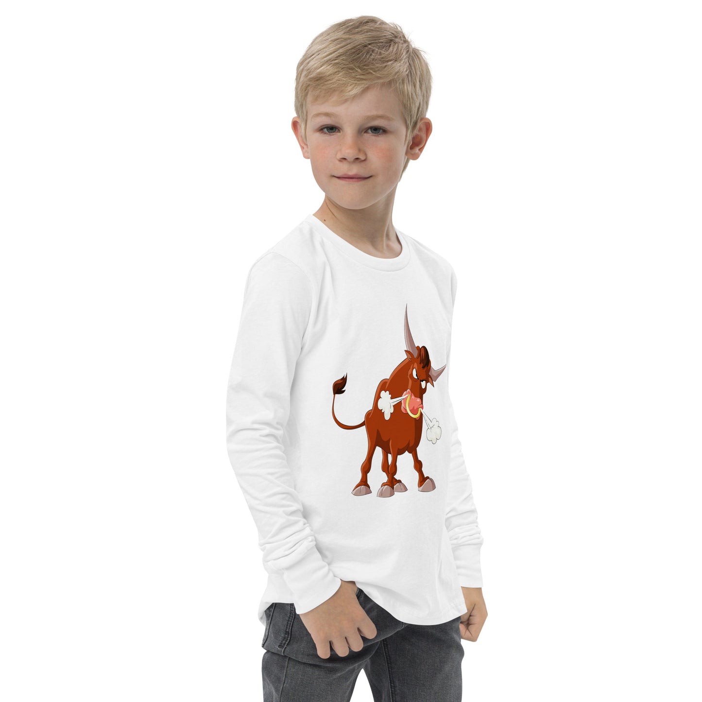 white kids long sleeve with bull