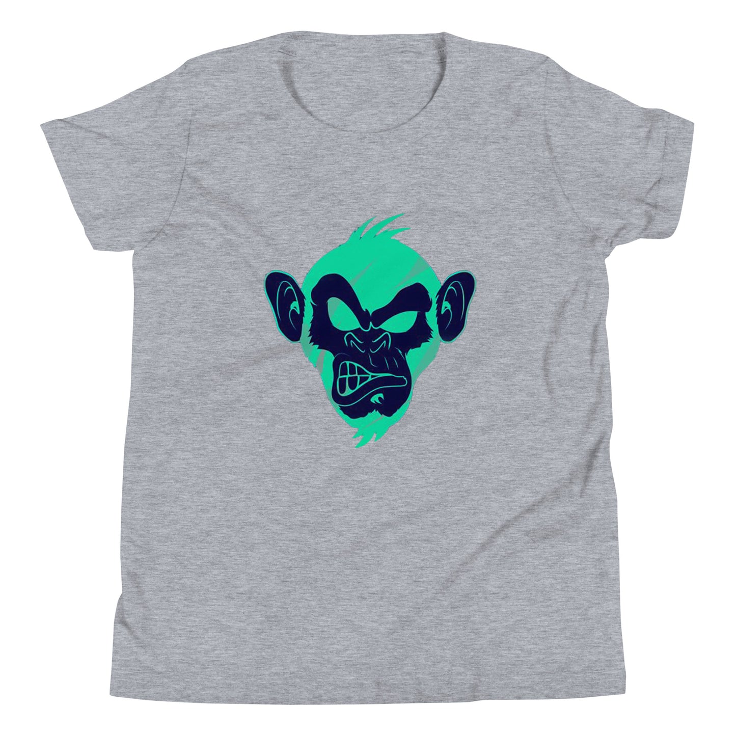 Athletic grey T-shirt with print of a Cool monkey in black light green