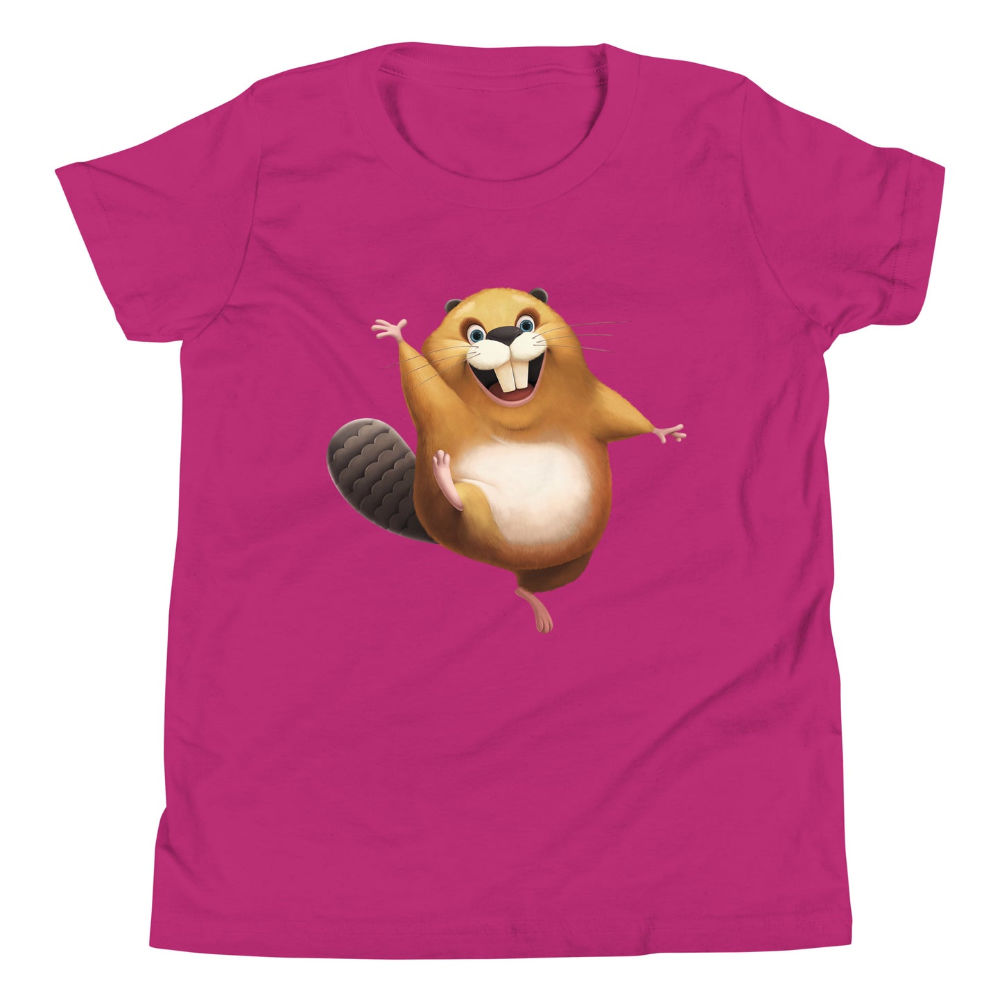 Berry youth staple tee with happy beaver