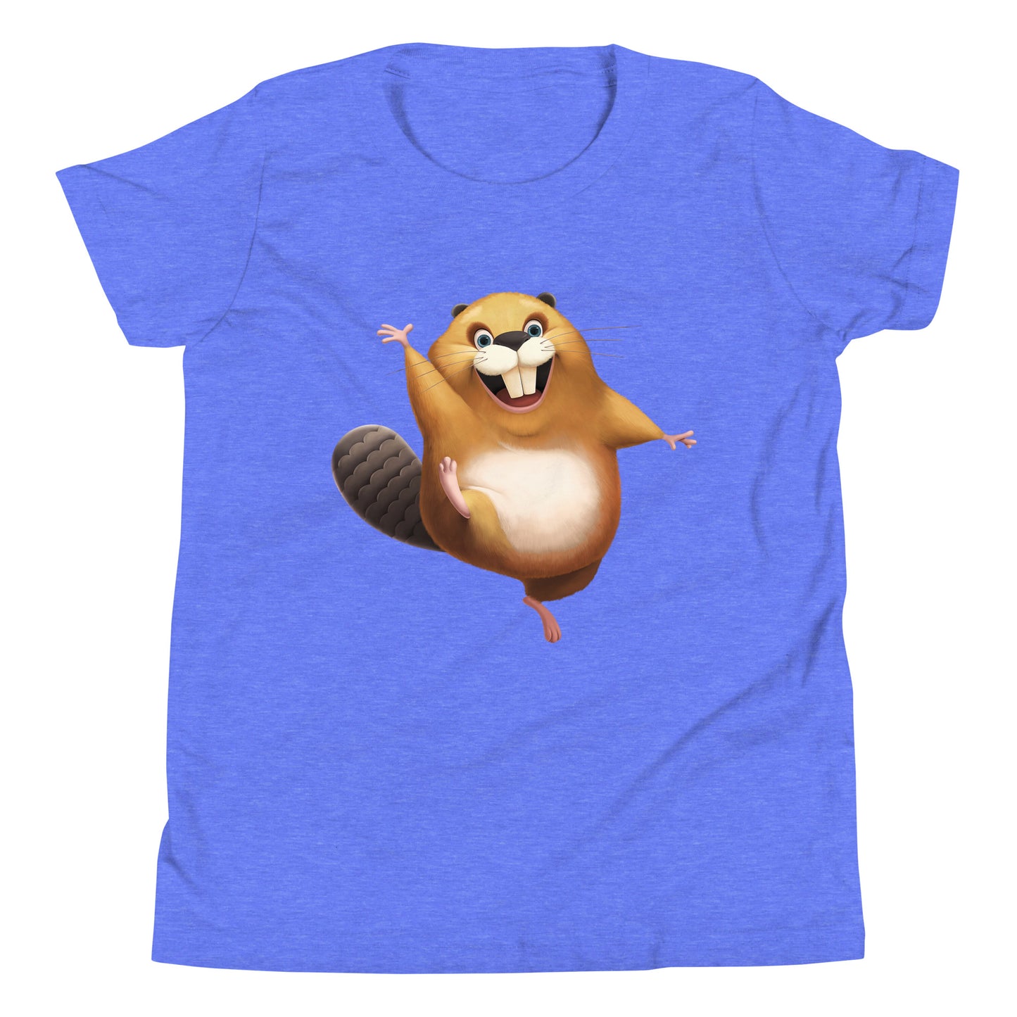 Columbia blue youth staple tee with happy beaver