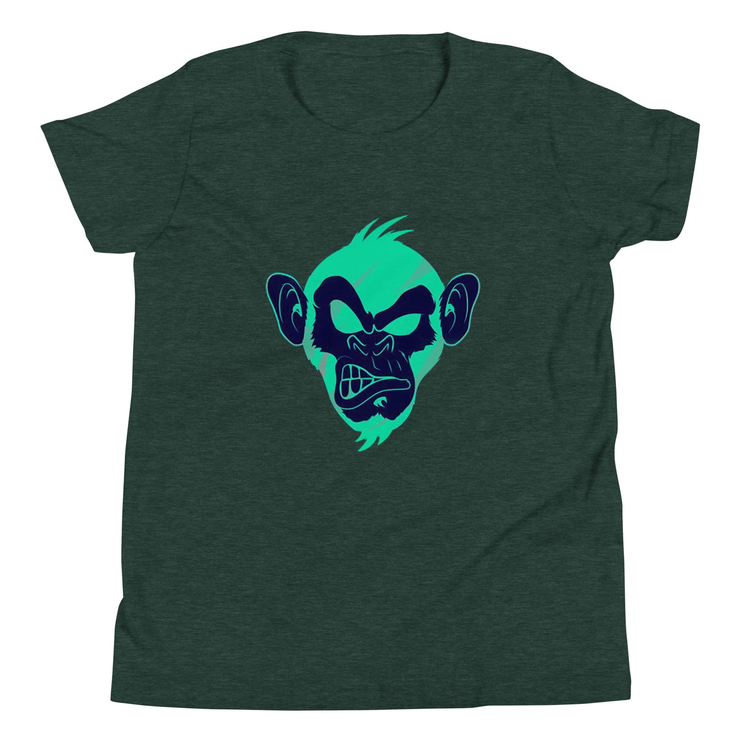 Green forest T-shirt with print of a Cool monkey in black light green
