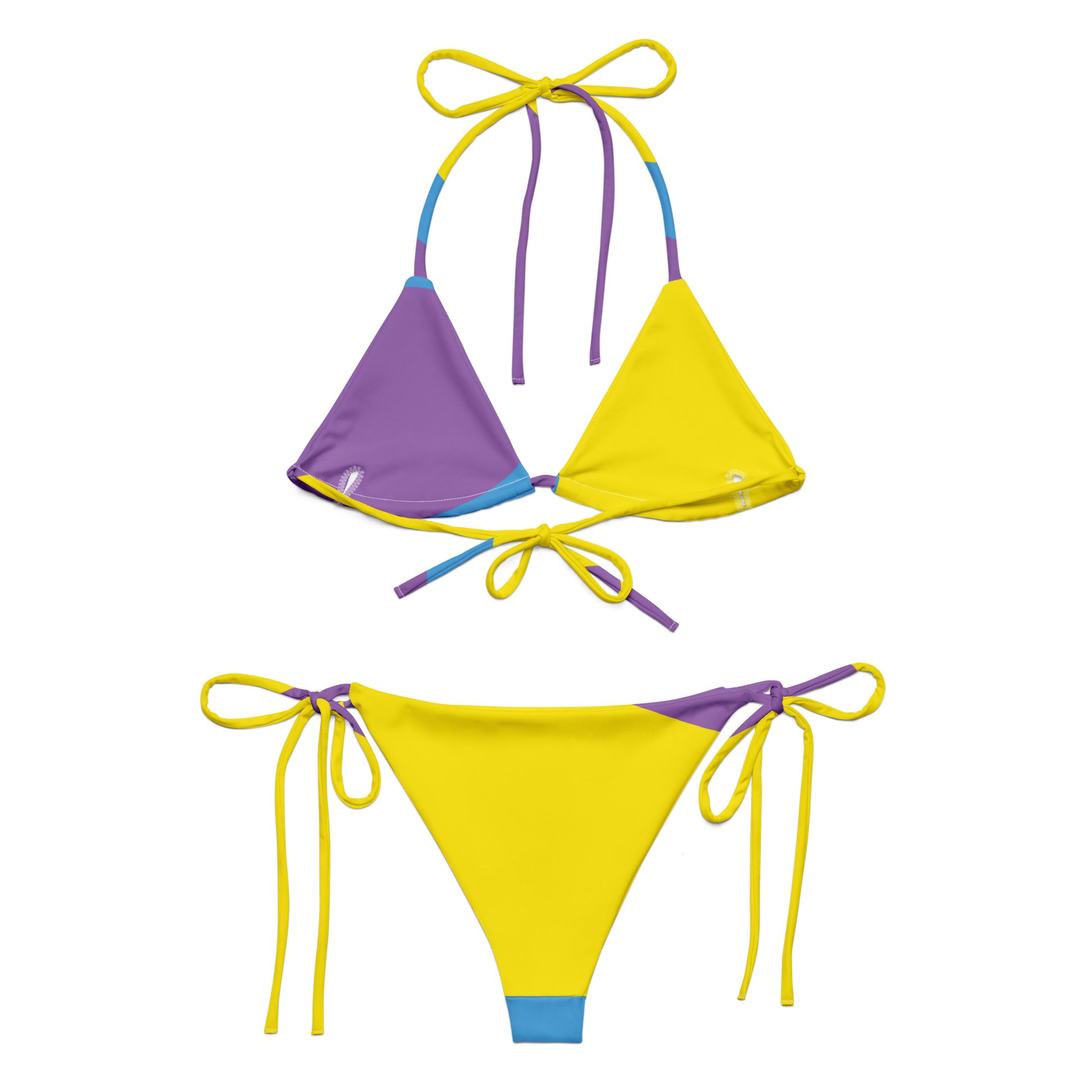 Bikini in the colors purple, yellow and blue