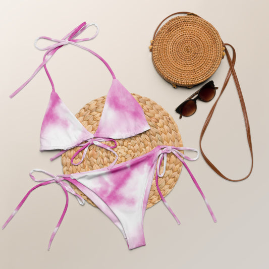 "Wit/roze" bikini met all over print