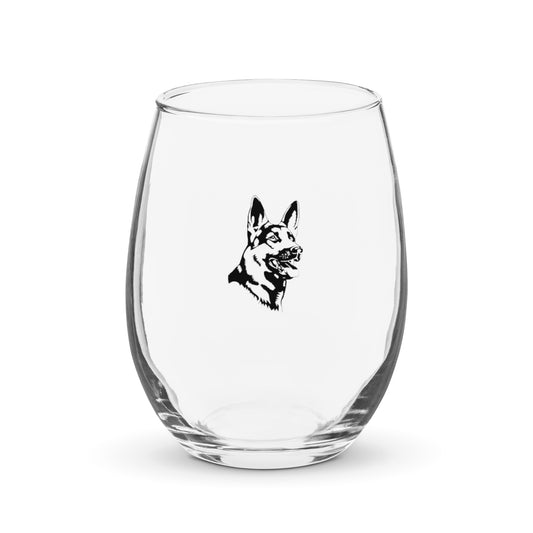 Wine glass with German shepherd